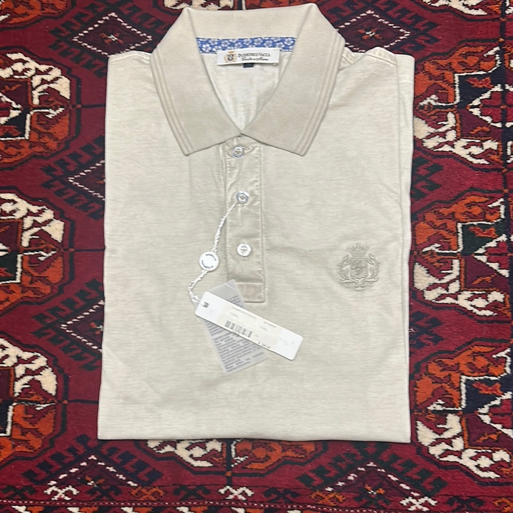 🌺🌺 NWT DOMENICO VACCA Men's Beige Polo Shirt SIZE 54 XL